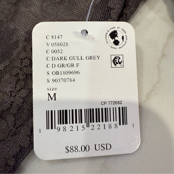 Free People NWT Lady Lux Maxi Sheer Lace Slip Dress Womens Medium Dark Gull Gray - Picture 7 of 10